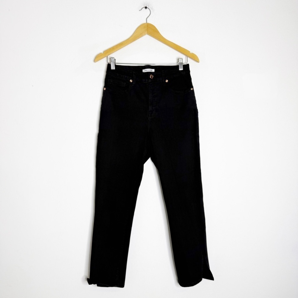 Good American Good Waist Crop Black Jeans Split Hem Rose Gold Size 8/29